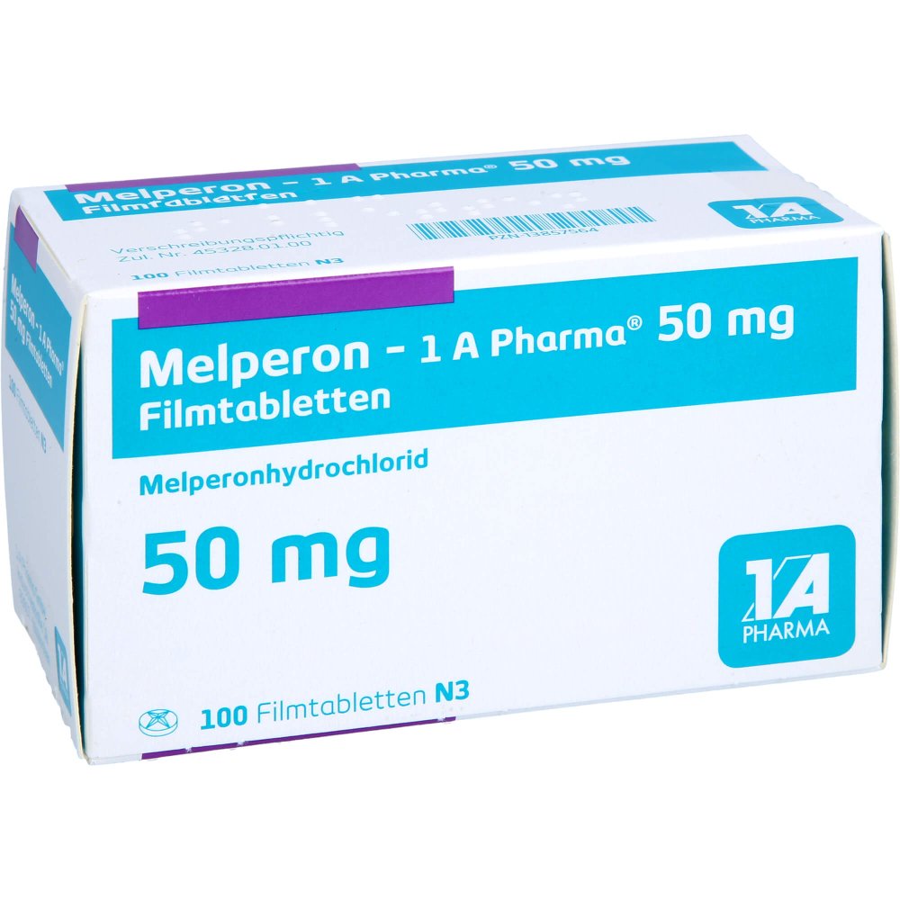 Das Produktfoto zeigt Melperon-1a Pharma 50 Mg Filmtabletten (100 stk) PZN 13857564