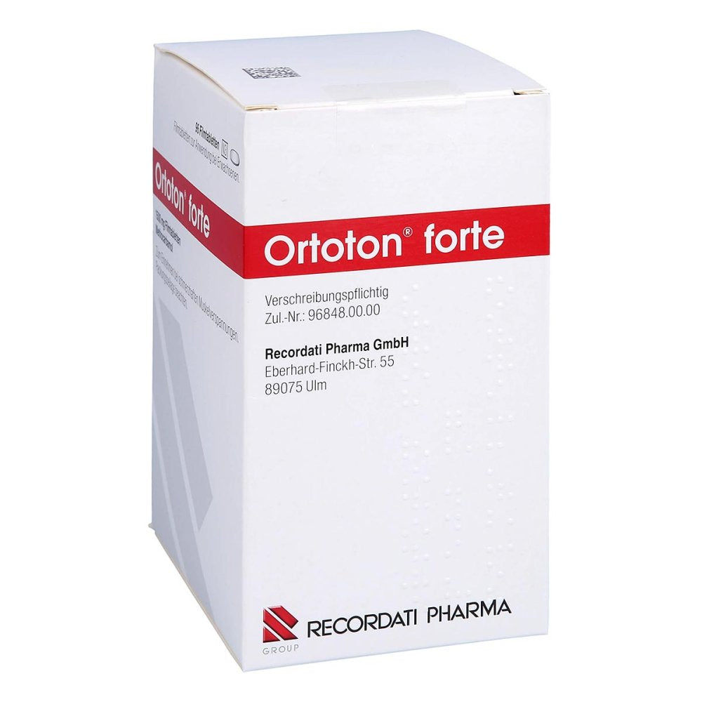 Das Produktfoto zeigt Ortoton Forte 1500 Mg Filmtabletten (96 stk) PZN 13868912