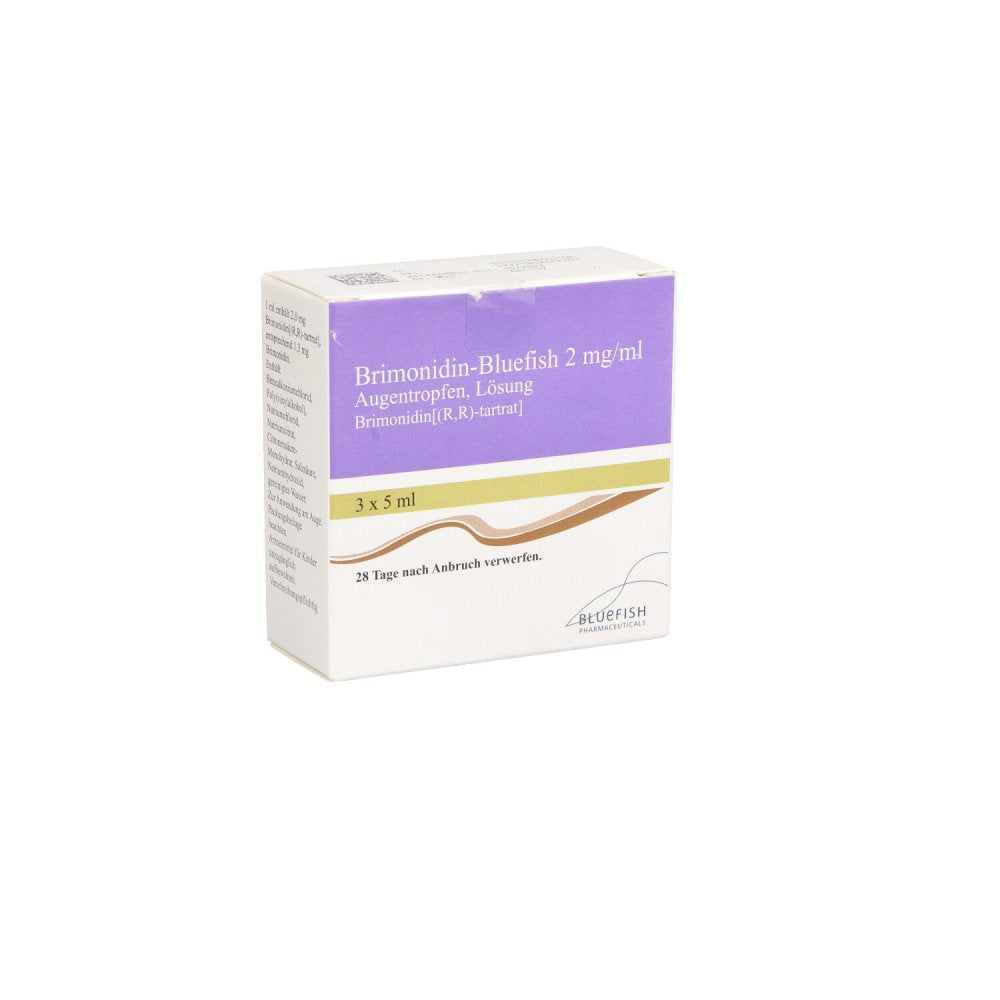 Das Produktfoto zeigt Brimonidin-Bluefish 2 Mg/Ml Augentropfen (3X5 ml) PZN 13874410