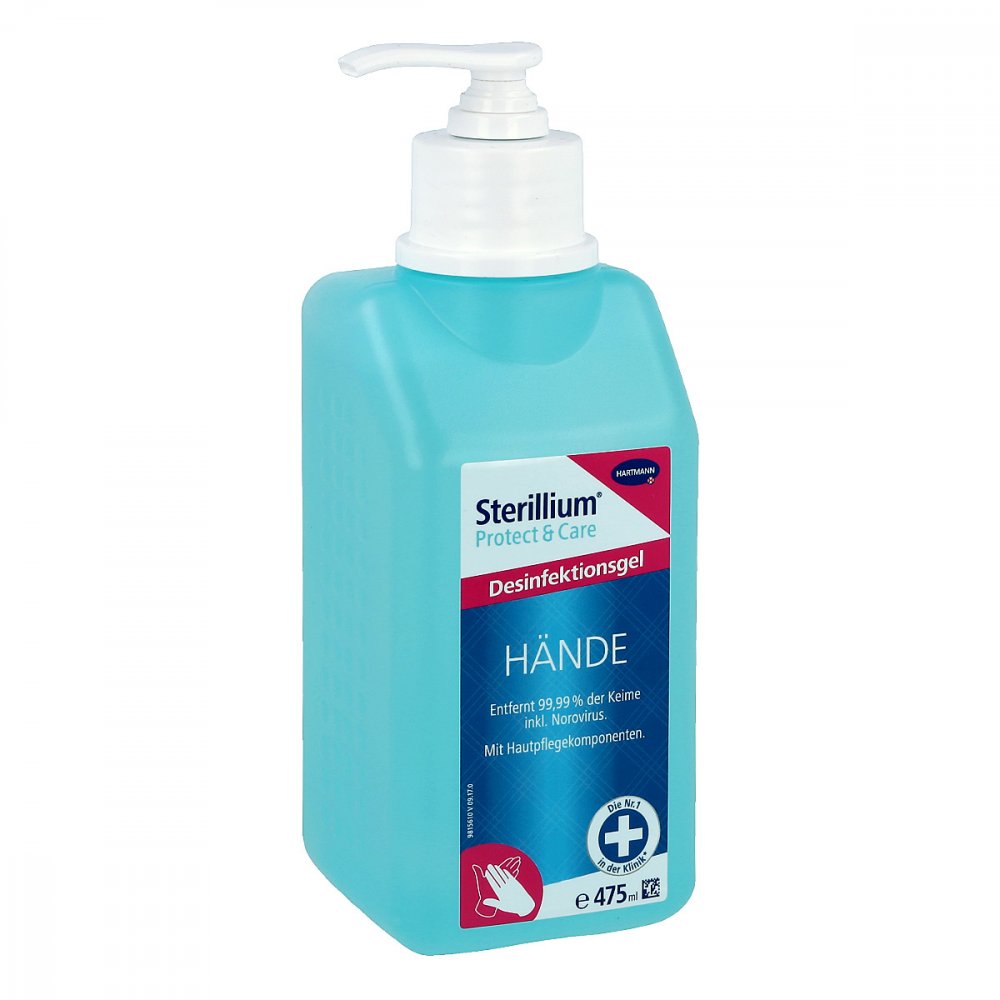 Das Produktfoto zeigt Sterillium Protect & Care Hände Gel Mit Pumpe (475 ml) PZN 13904499