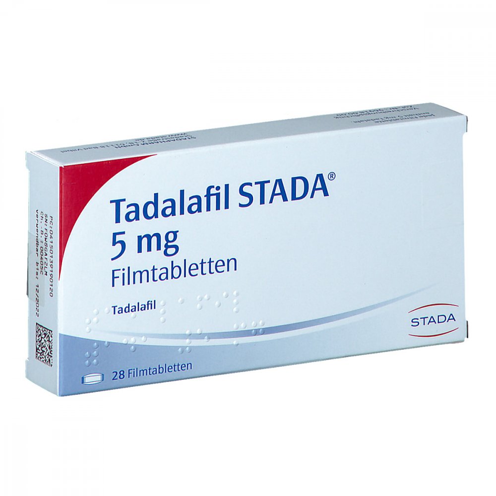 Das Produktfoto zeigt Tadalafil Stada 5 Mg Filmtabletten (28 stk) PZN 13919012