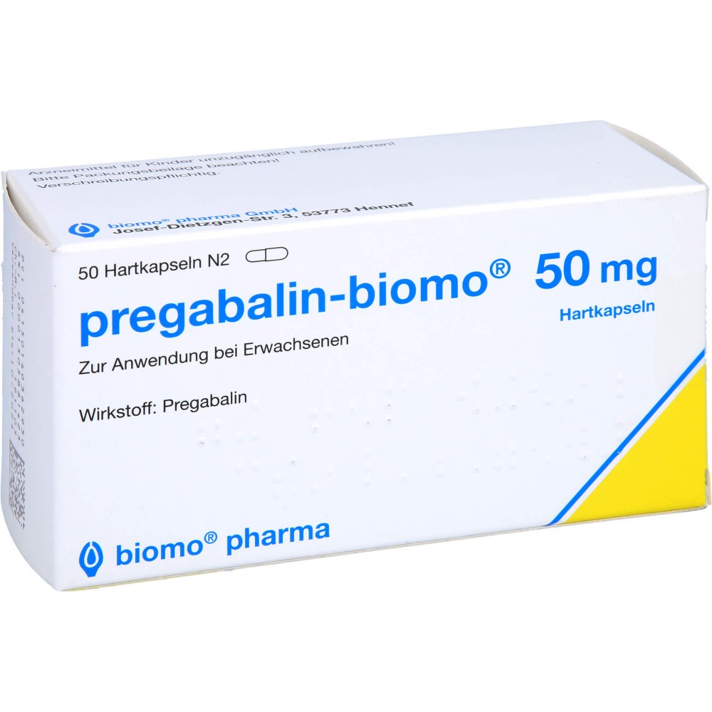 Das Produktfoto zeigt Pregabalin-Biomo 50 Mg Hartkapseln (50 stk) PZN 14036295