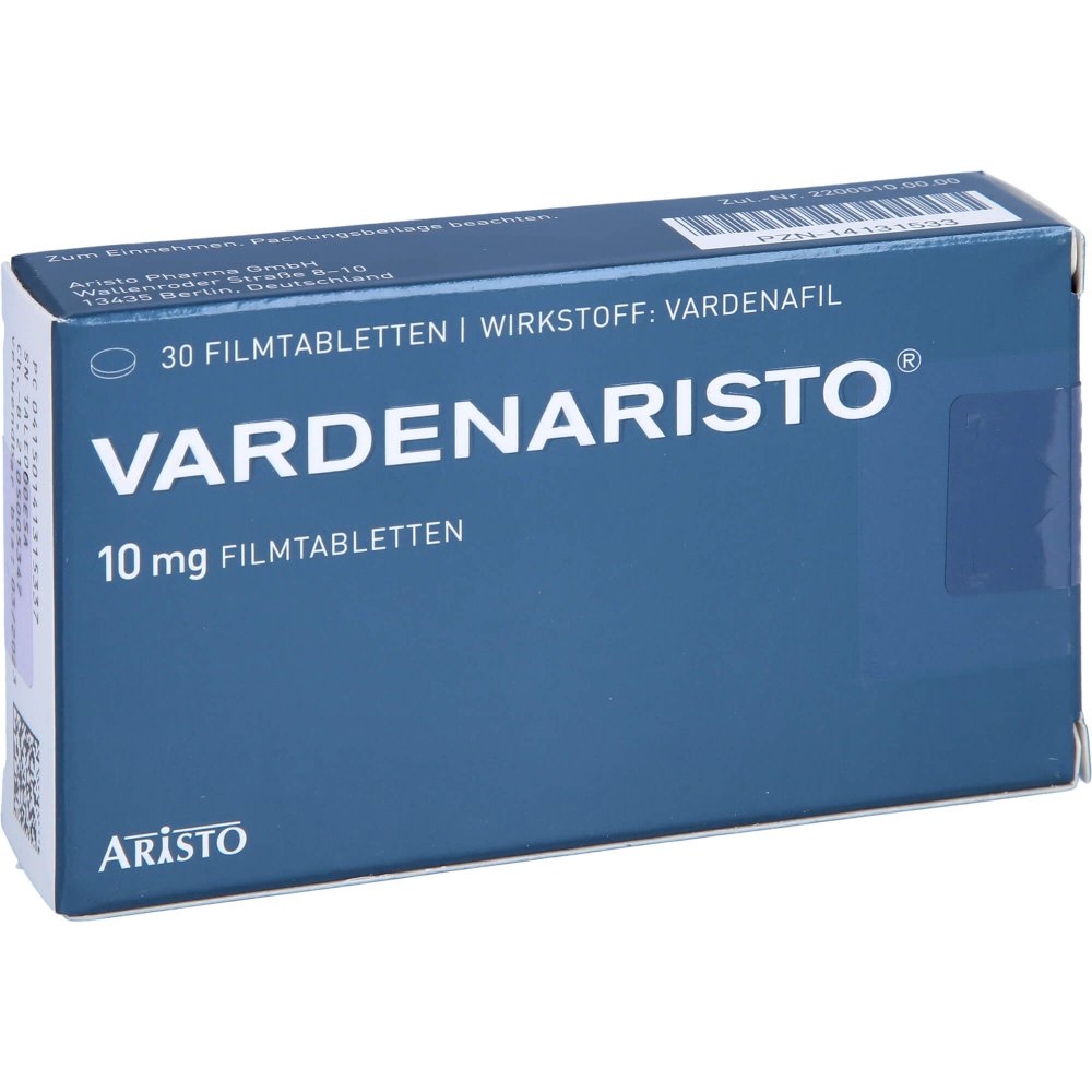 Das Produktfoto zeigt Vardenaristo 10 Mg Filmtabletten (30 stk) PZN 14131533