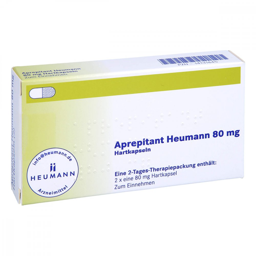 Das Produktfoto zeigt Aprepitant Heumann 80 Mg Hartkapseln (2 stk) PZN 14131645