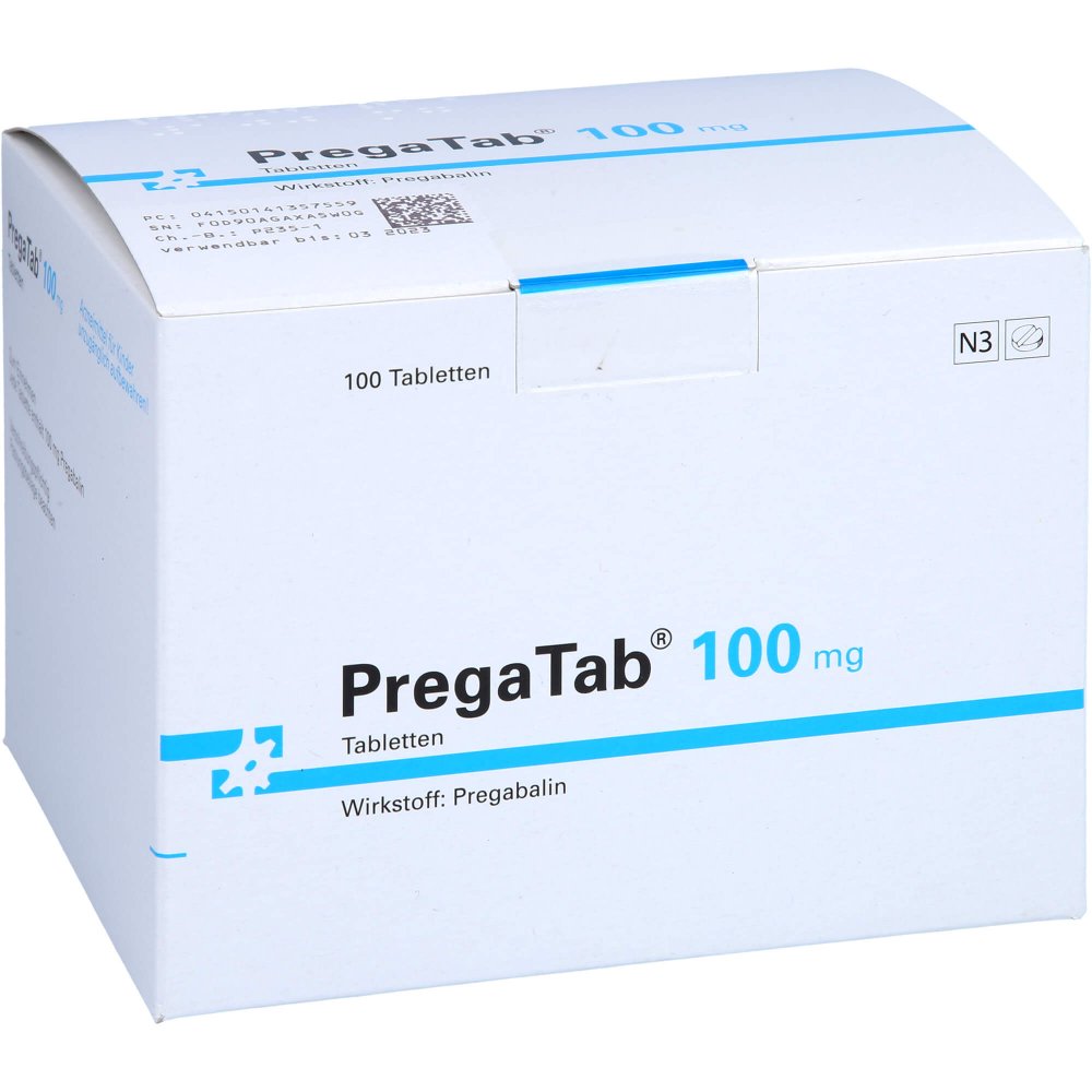Das Produktfoto zeigt Pregatab 100 Mg Tabletten (100 stk) PZN 14135755