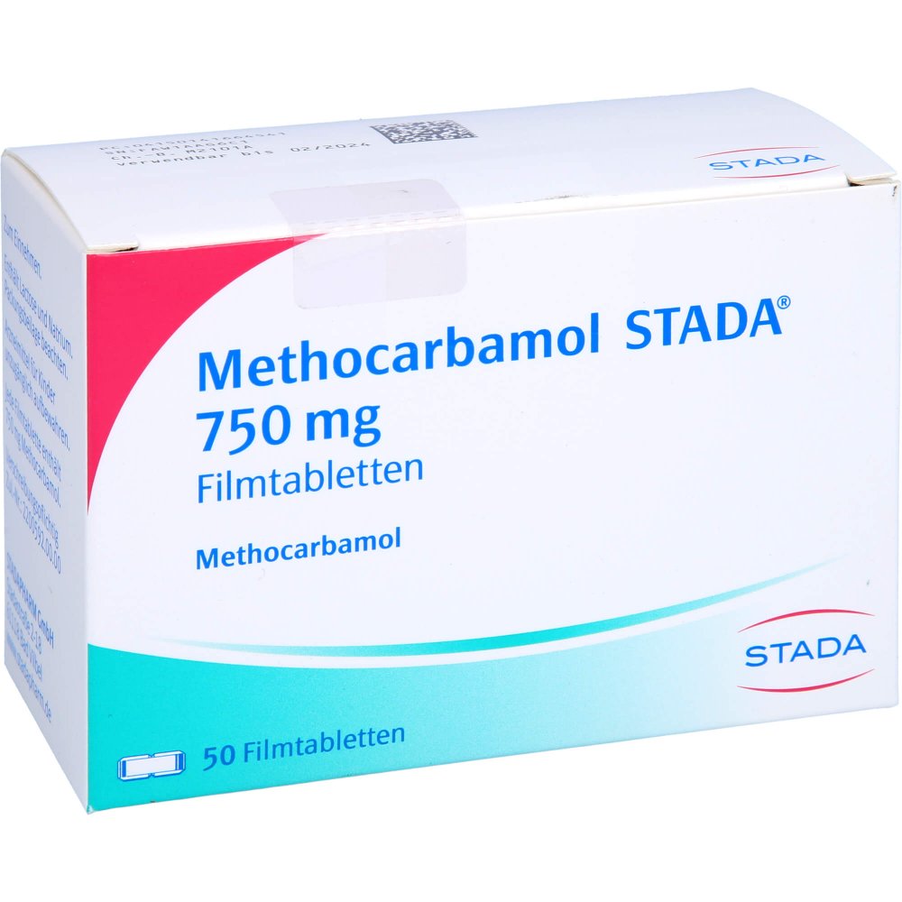Das Produktfoto zeigt Methocarbamol Stada 750 Mg Filmtabletten (50 stk) PZN 14166454