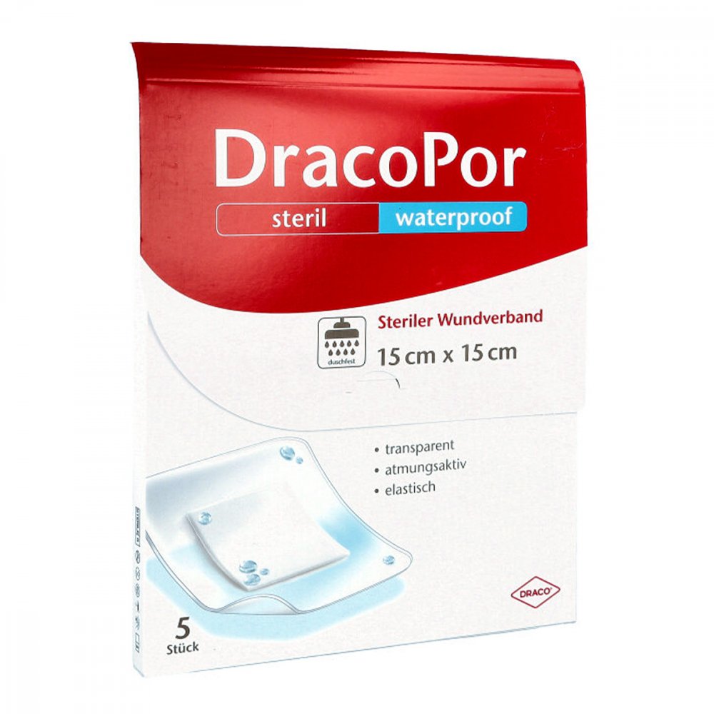 Dracopor Waterproof Wundverband 15x15 Cm Steril (5 stk)