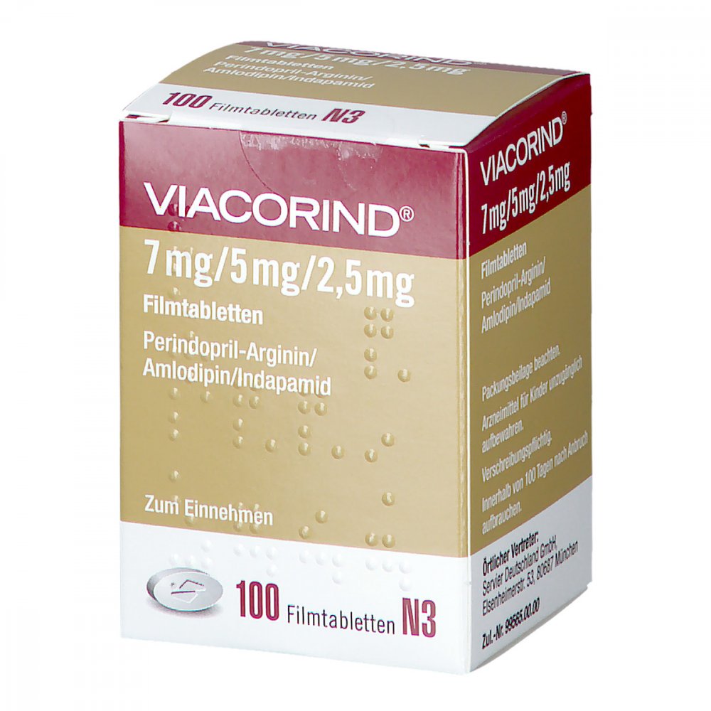 Viacorind 7 Mg/5 Mg/2,5 Mg Filmtabletten (100 stk)