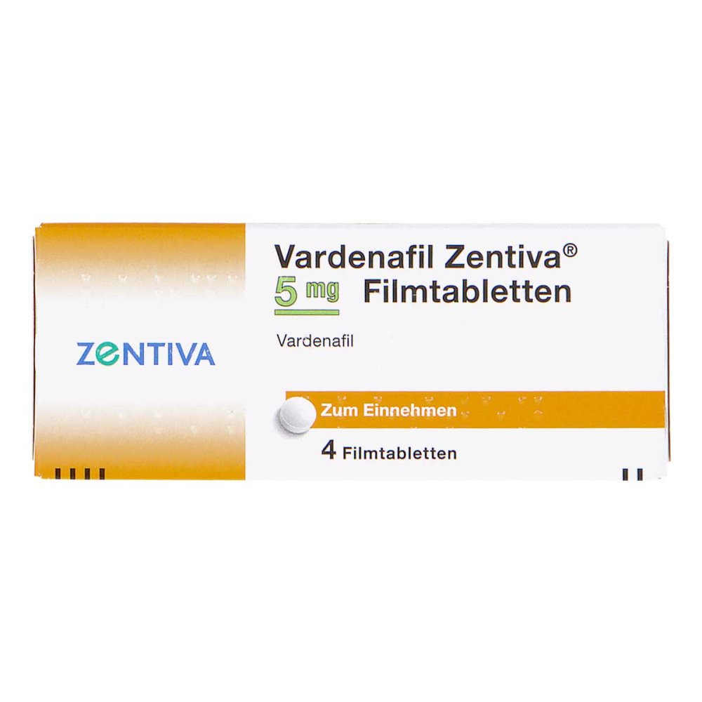 Das Produktfoto zeigt Vardenafil Zentiva 5 Mg Filmtabletten (4 stk) PZN 14212728