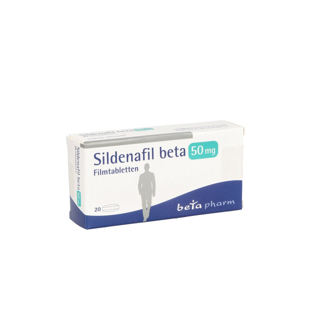 Das Produktfoto zeigt Sildenafil Beta 50 Mg Filmtabletten (20 stk) PZN 14242971