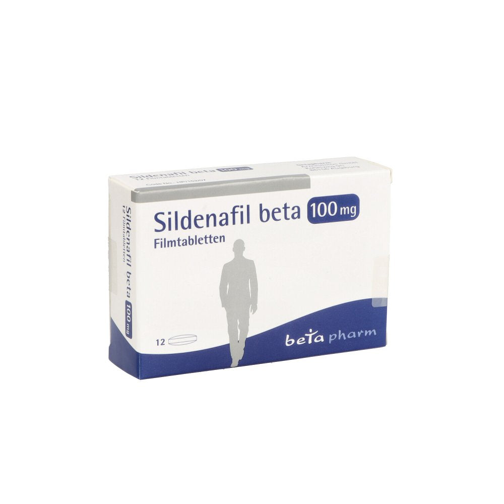 Das Produktfoto zeigt Sildenafil Beta 100 Mg Filmtabletten (12 stk) PZN 14243048