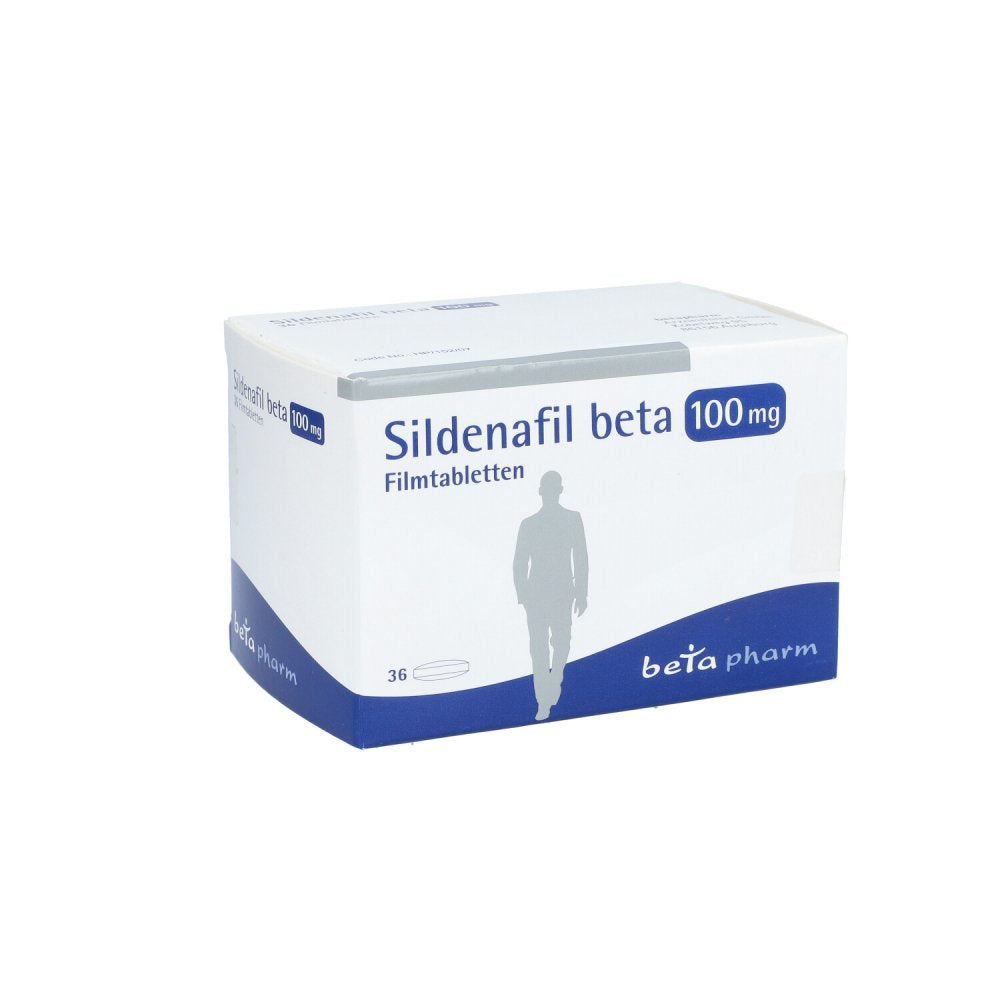 Das Produktfoto zeigt Sildenafil Beta 100 Mg Filmtabletten (36 stk) PZN 14243083