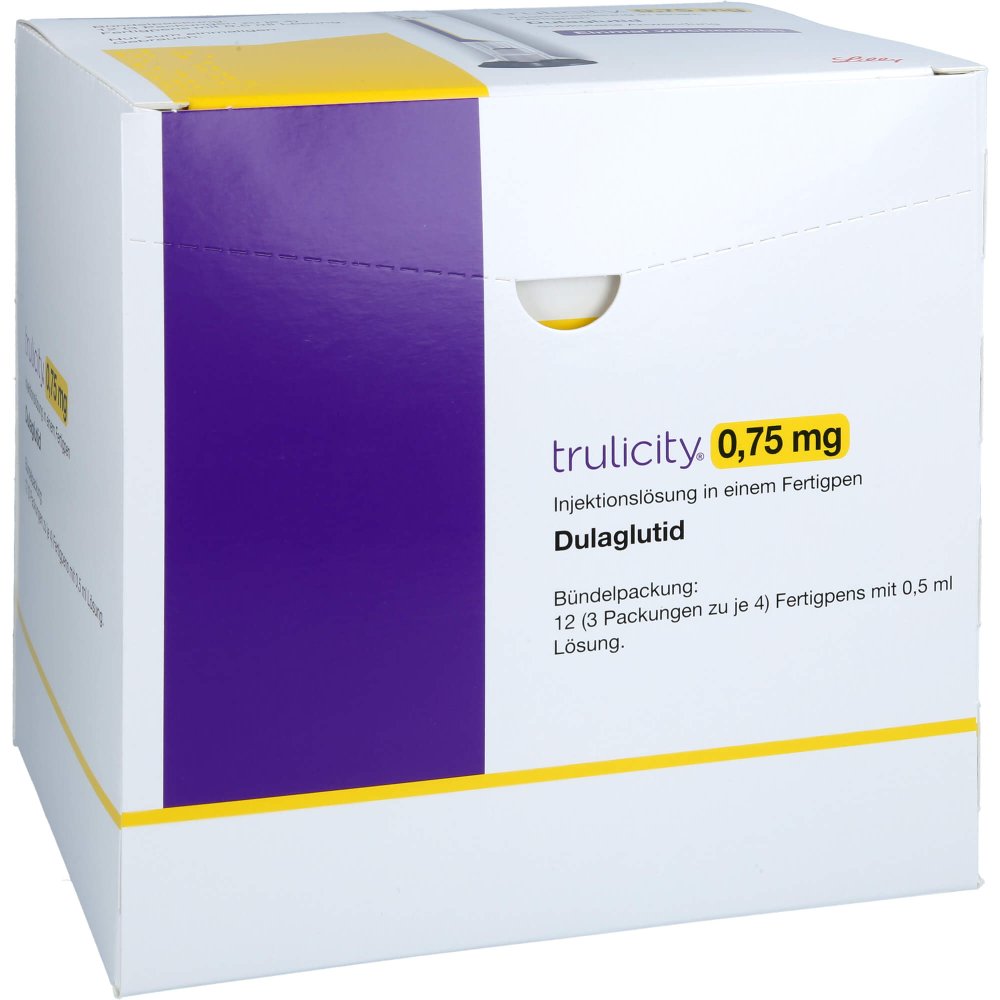 Das Produktfoto zeigt Trulicity 0,75 Mg Injektionslösung I.E.Fertigpen (12 stk) PZN 14264033
