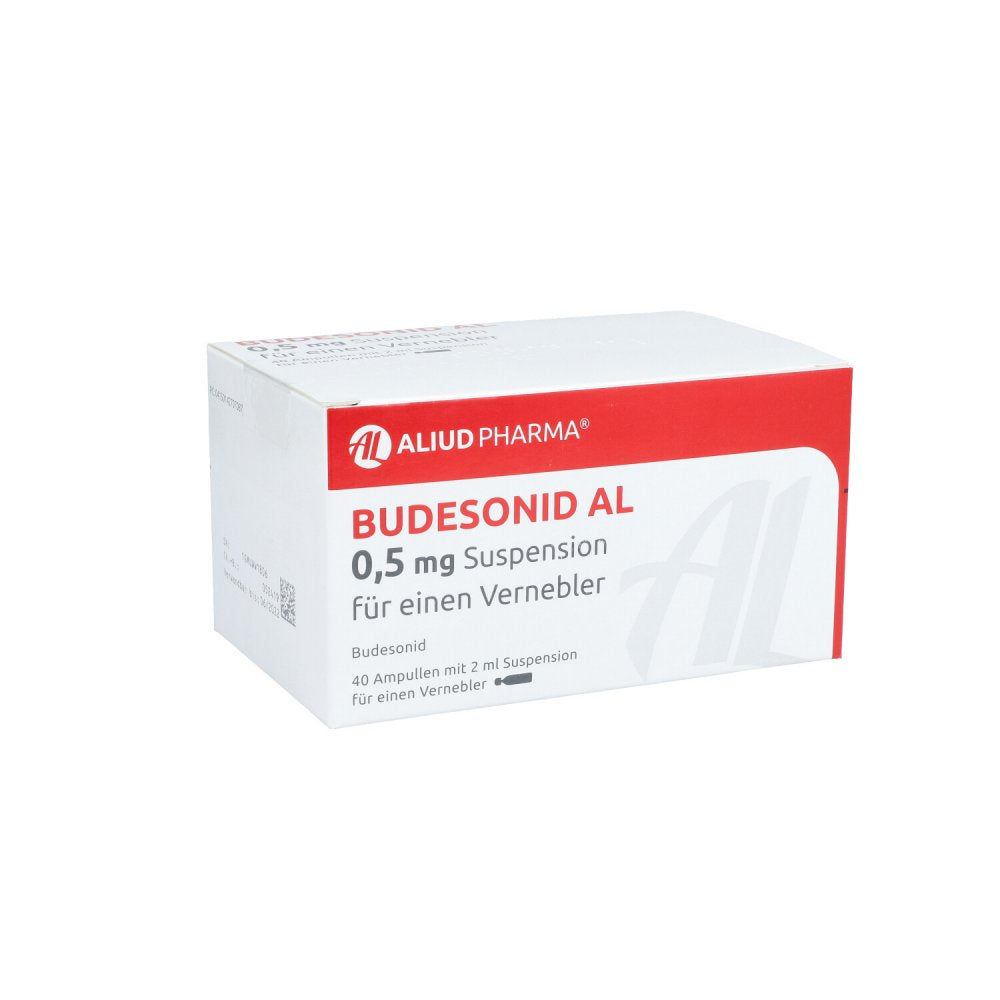 Das Produktfoto zeigt Budesonid Al 0,5 Mg Suspension F.Einen Vernebler (40X2 ml) PZN 14270708