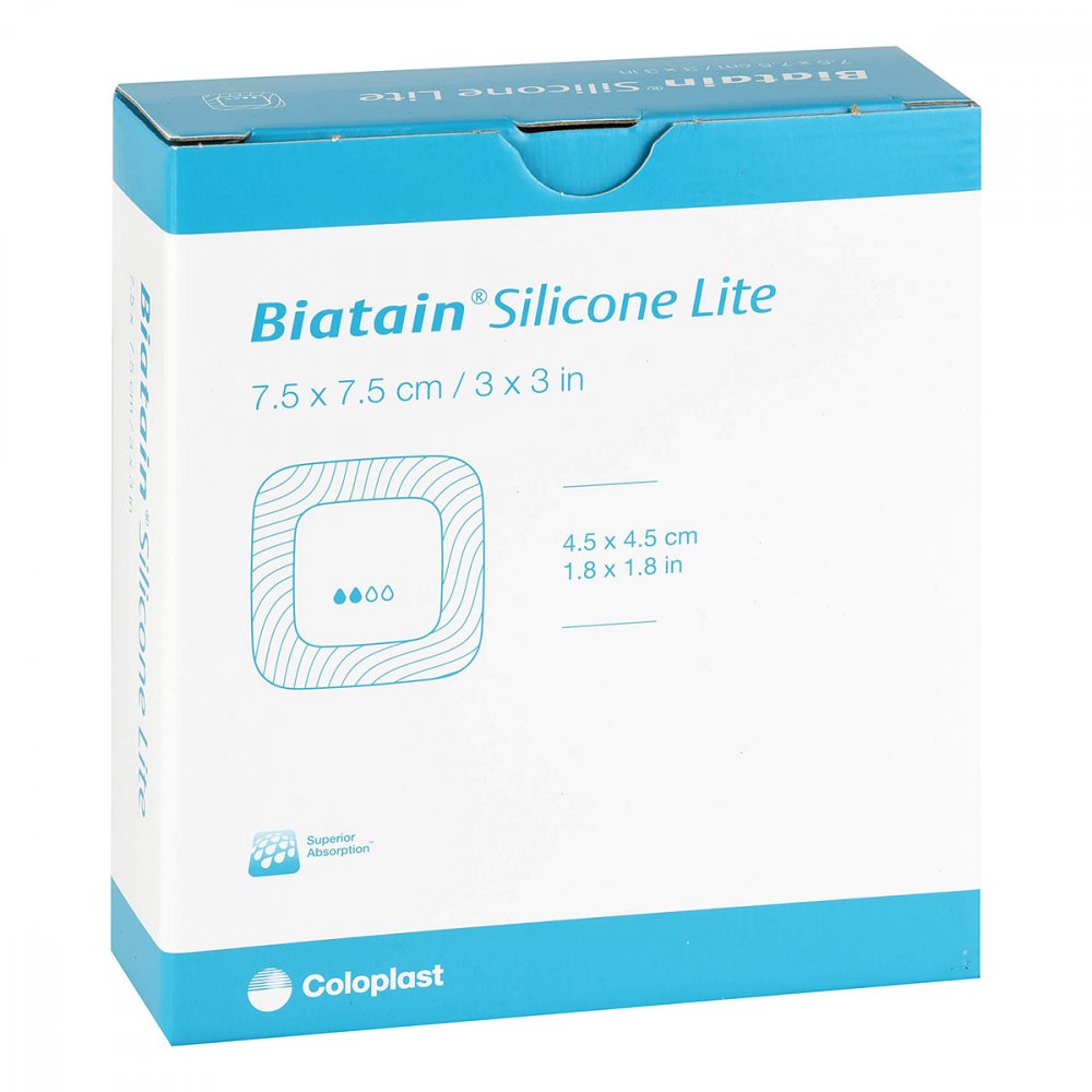 Das Produktfoto zeigt Biatain Silicone Lite Schaumverband 7,5x7,5 Cm (10 stk) PZN 14278673