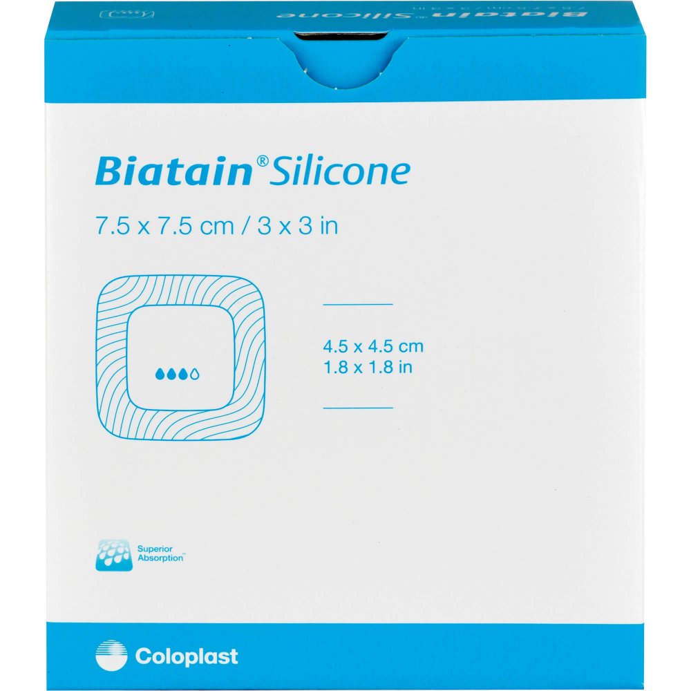Das Produktfoto zeigt Biatain Silicone Schaumverband 7,5x7,5 Cm (10 stk) PZN 14278851