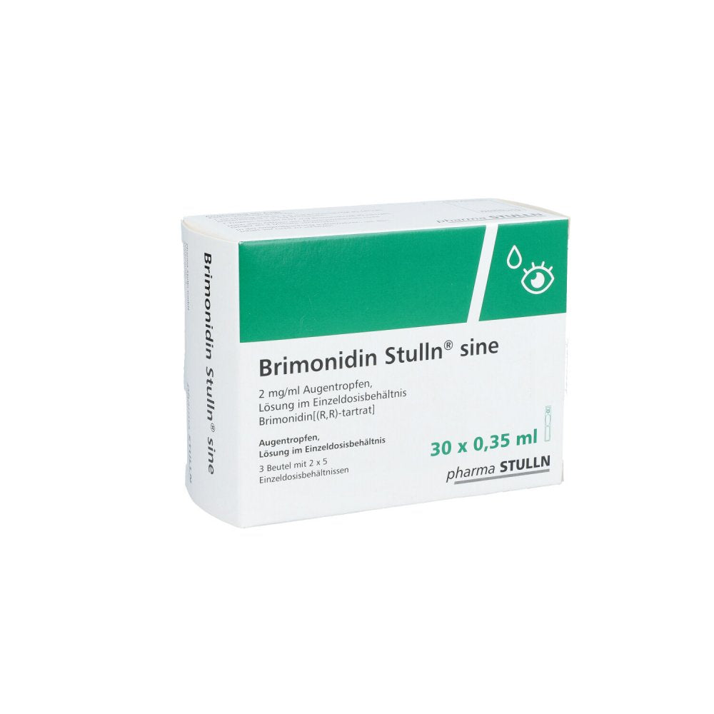 Das Produktfoto zeigt Brimonidin Stulln Sine 2 Mg/Ml At Einzeldosisbeh. (30X0.35 ml) PZN 14300993