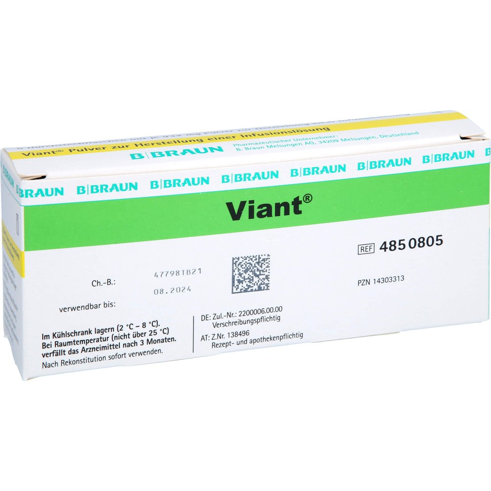 Das Produktfoto zeigt Viant 932 Mg Pulver Z.Herst.E.Infusionslösung (5X932 mg) PZN 14303313