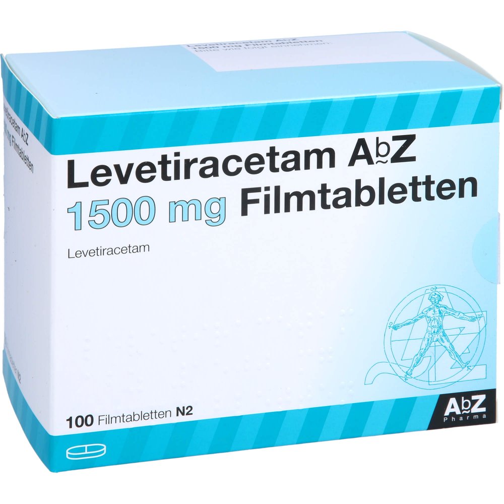 Das Produktfoto zeigt Levetiracetam Abz 1500 Mg Filmtabletten (100 stk) PZN 14310342
