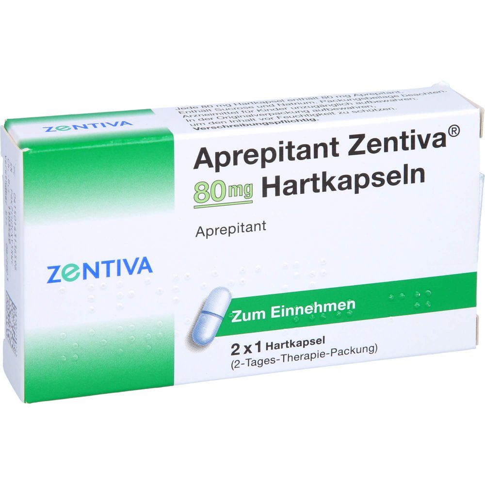 Das Produktfoto zeigt Aprepitant Zentiva 80 Mg Hartkapseln (2 stk) PZN 14313659