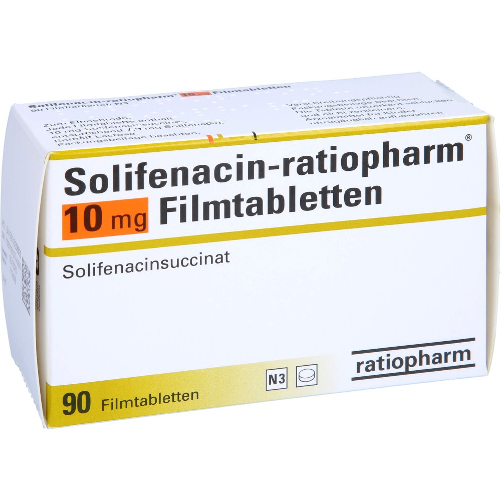 Das Produktfoto zeigt Solifenacin-Ratiopharm 10 Mg Filmtabletten (90 stk) PZN 14323882
