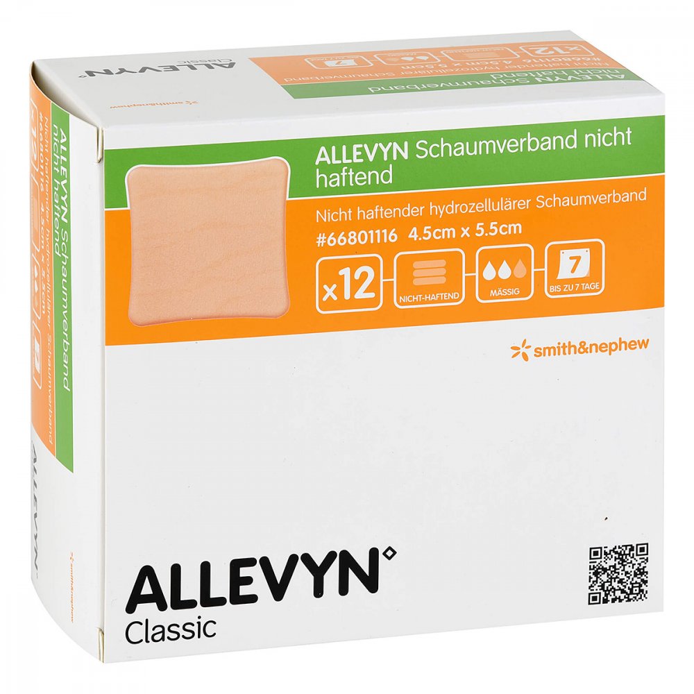 Das Produktfoto zeigt Allevyn Schaumverband 4,5x5,5 Cm Nicht Haftend (12 stk) PZN 14329376