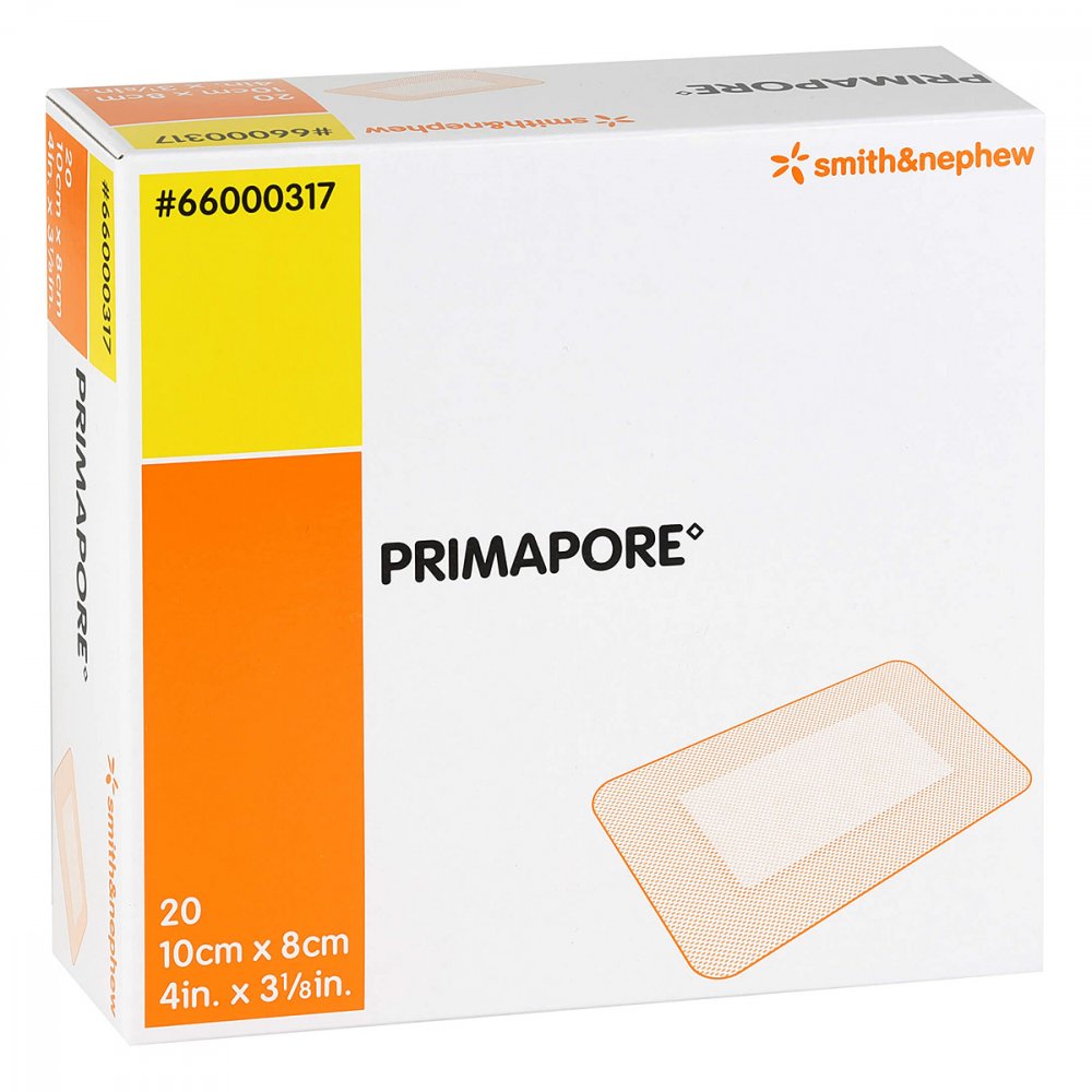 Das Produktfoto zeigt Primapore 8x10 Cm Wundverband Steril (20 stk) PZN 14329608