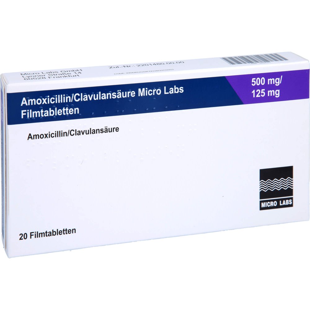 Amoxicillin/Clavulansäure Micro La.500mg/125mg Fta (20 stk)