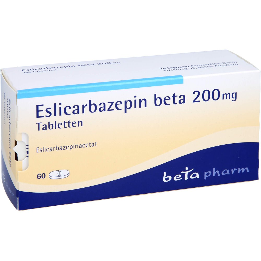 Das Produktfoto zeigt Eslicarbazepin Beta 200 Mg Tabletten (60 stk) PZN 14363686