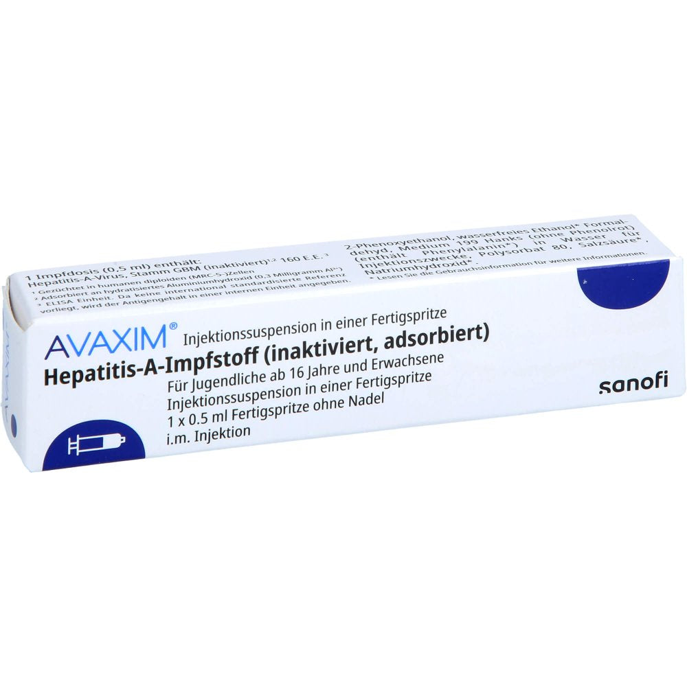 Das Produktfoto zeigt Avaxim Injektionssuspension In Einer Fertigspr. (1 stk) PZN 14370999