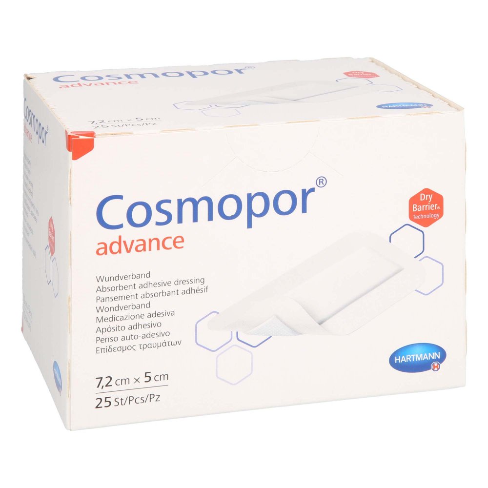 Das Produktfoto zeigt Cosmopor Advance Wundverband 5x7,2 Cm (25 stk) PZN 14374230