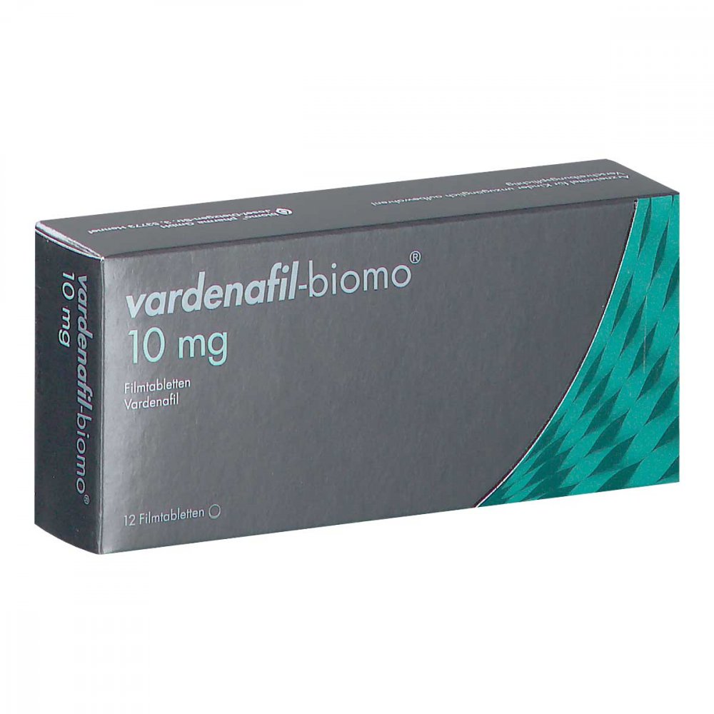Das Produktfoto zeigt Vardenafil-Biomo 10 Mg Filmtabletten (12 stk) PZN 14413177