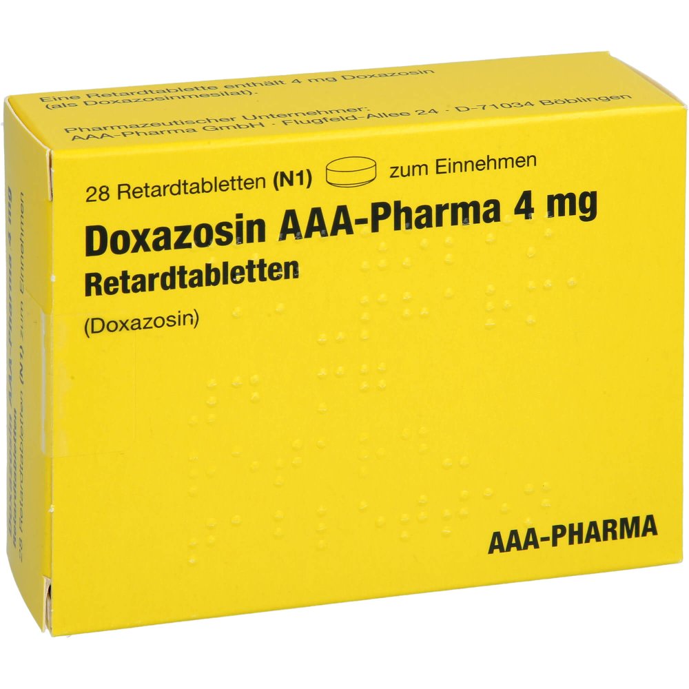 Das Produktfoto zeigt Doxazosin Aaa-Pharma 4 Mg Retardtabletten (28 stk) PZN 14853278