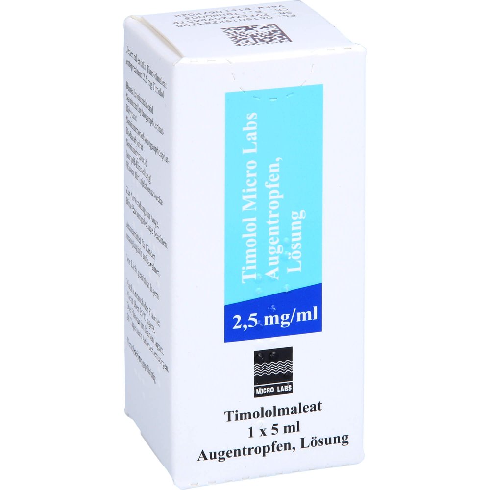 Das Produktfoto zeigt Timolol Micro Labs 2,5 Mg/Ml Augentropfen Lösung (1X5 ml) PZN 15228329