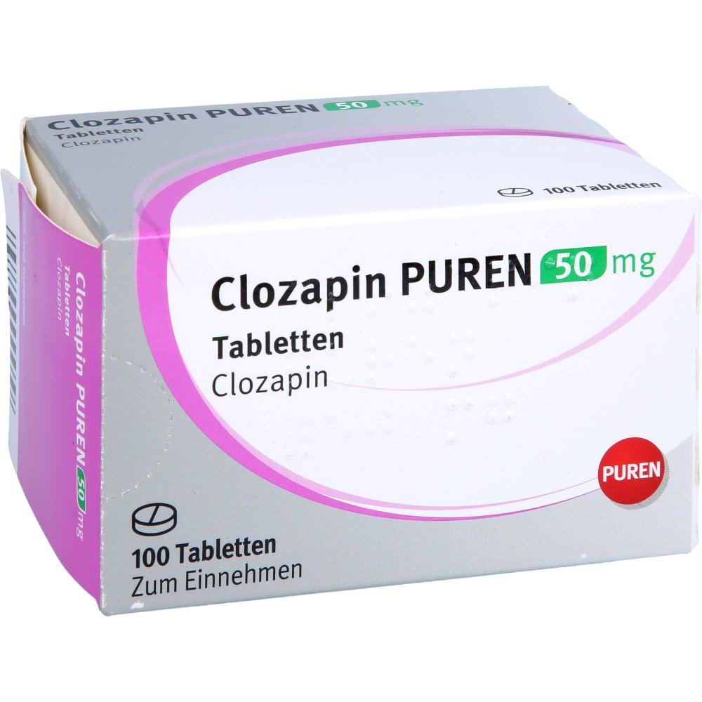 Das Produktfoto zeigt Clozapin Puren 50 Mg Tabletten (100 stk) PZN 15237067