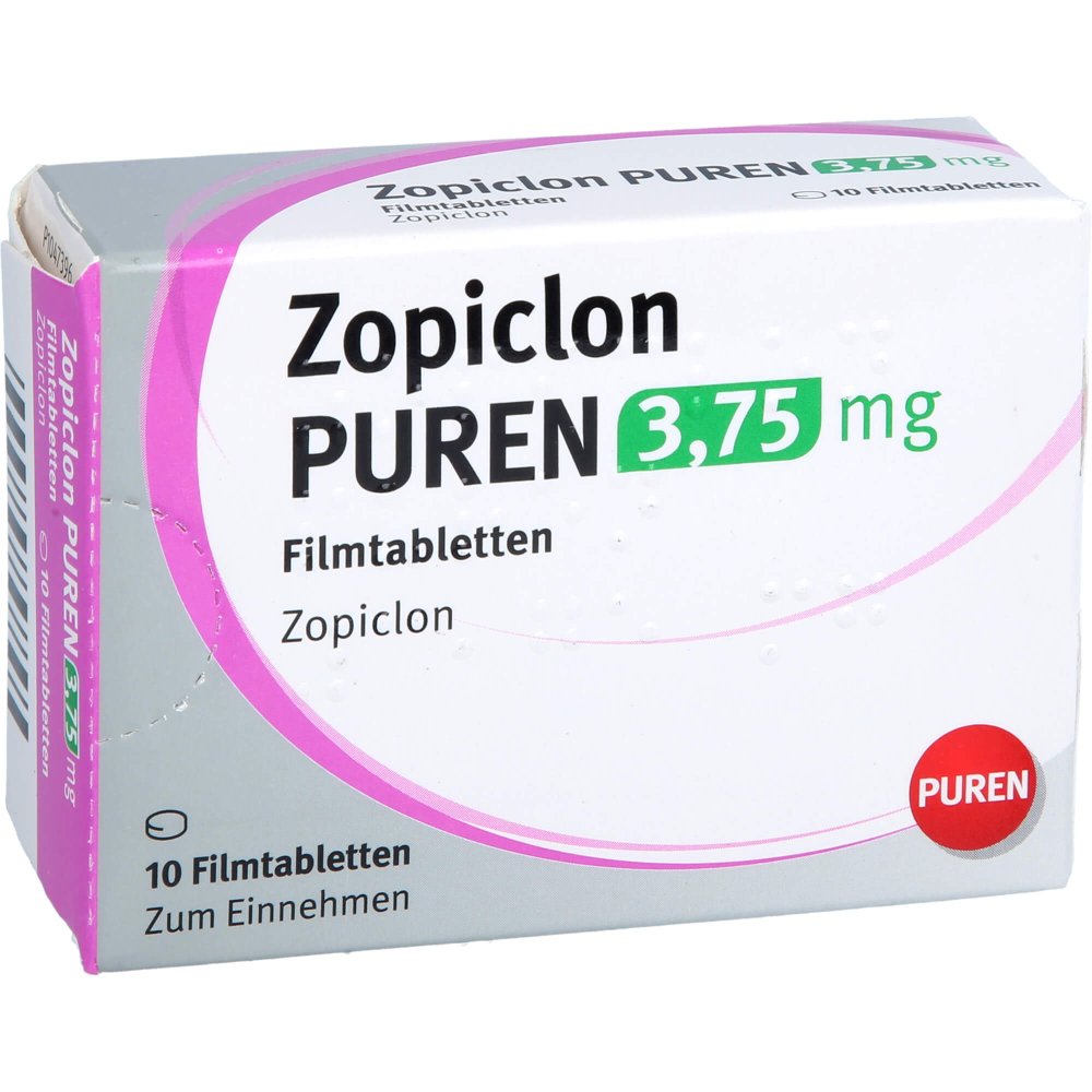 Das Produktfoto zeigt Zopiclon Puren 3,75 Mg Filmtabletten (10 stk) PZN 15237185