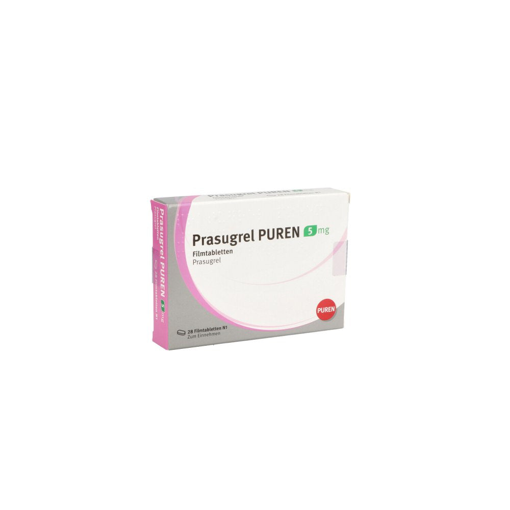 Das Produktfoto zeigt Prasugrel Puren 5 Mg Filmtabletten (28 stk) PZN 15245227