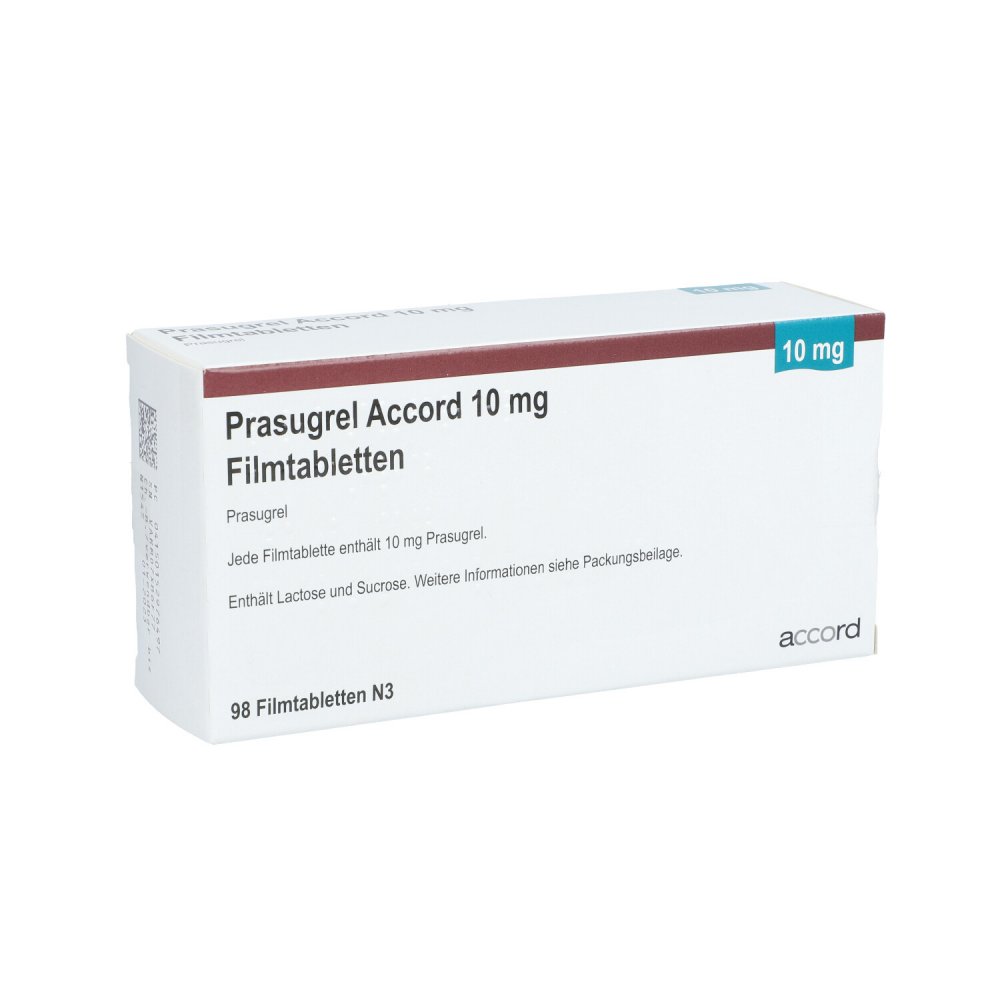 Das Produktfoto zeigt Prasugrel Accord 10 Mg Filmtabletten (98 stk) PZN 15297649