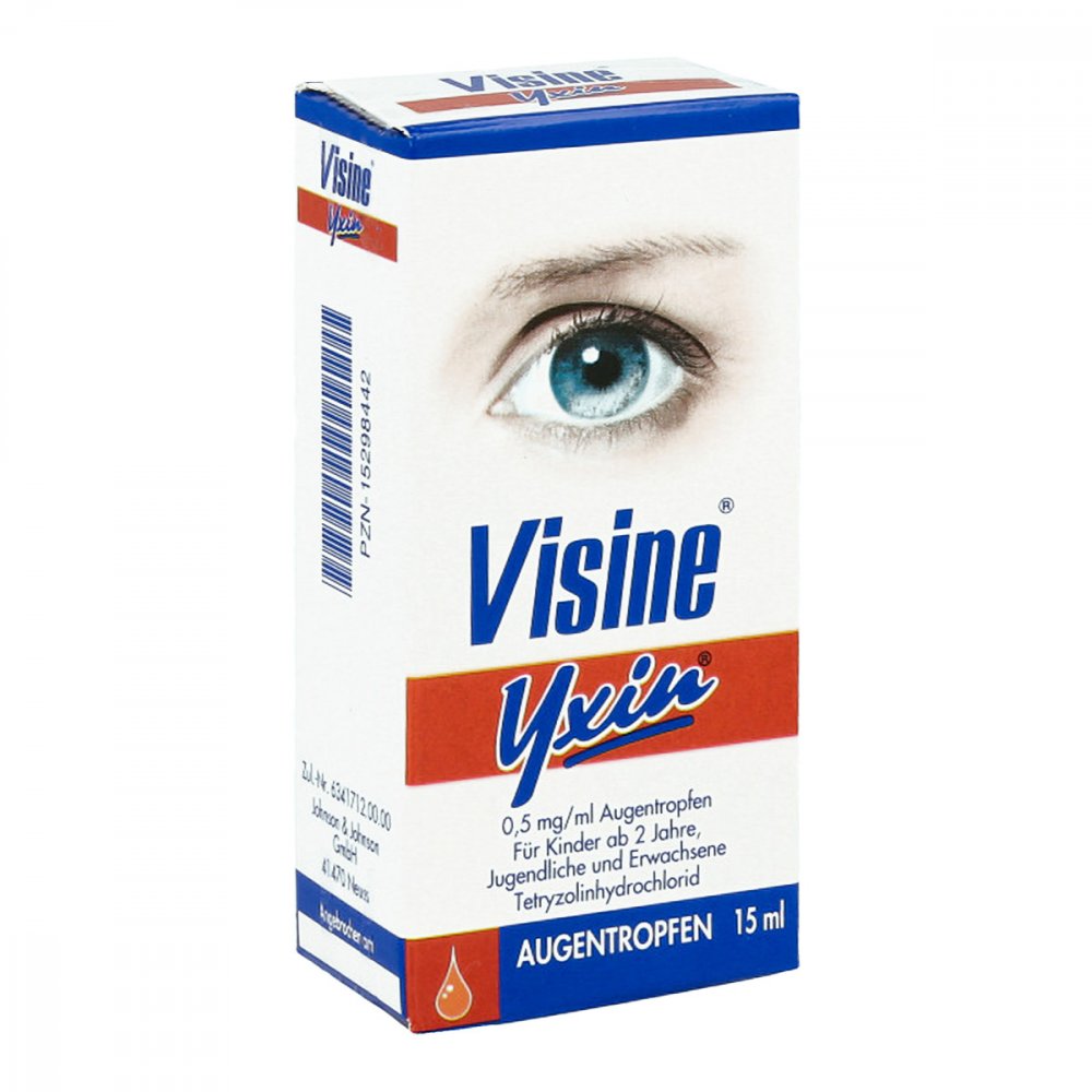Das Produktfoto zeigt Visine Yxin 0,5 Mg/Ml Augentropfen (15 ml) PZN 15298442