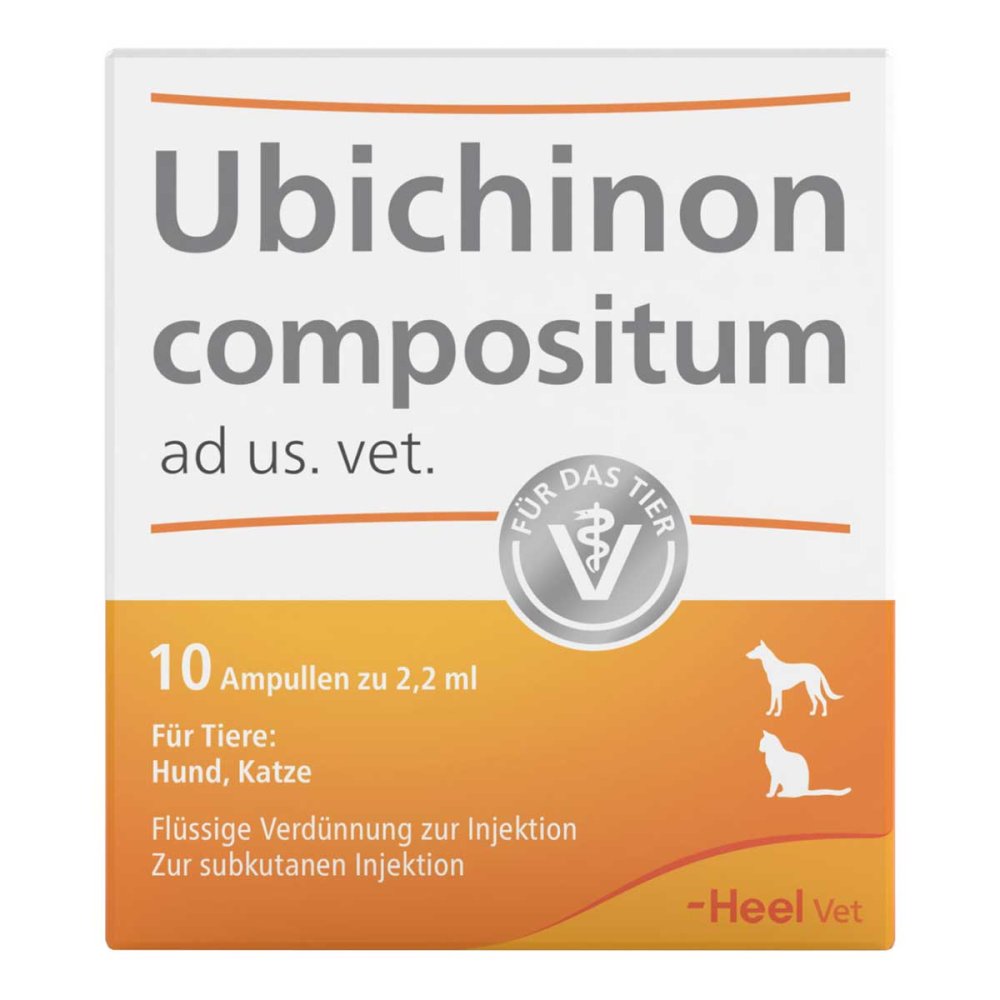 Das Produktfoto zeigt Ubichinon Compositum Ad Us.Vet.Ampullen (10 stk) PZN 15300363
