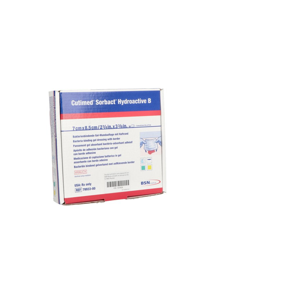 Das Produktfoto zeigt Cutimed Sorbact Hydroactive B Gel-V.7x8,5 Cm Haft. (10 stk) PZN 15378520
