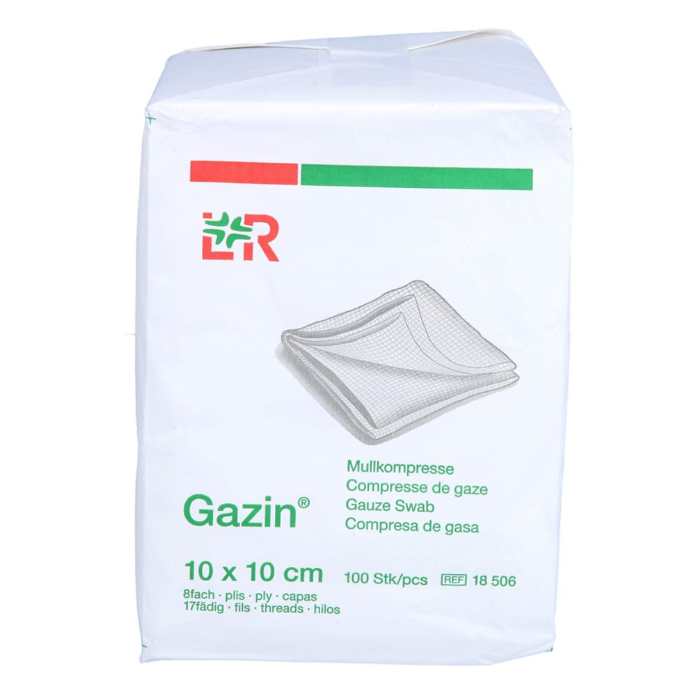 Gazin Mullkomp.10x10 Cm Unsteril 8fach Op (100 stk)