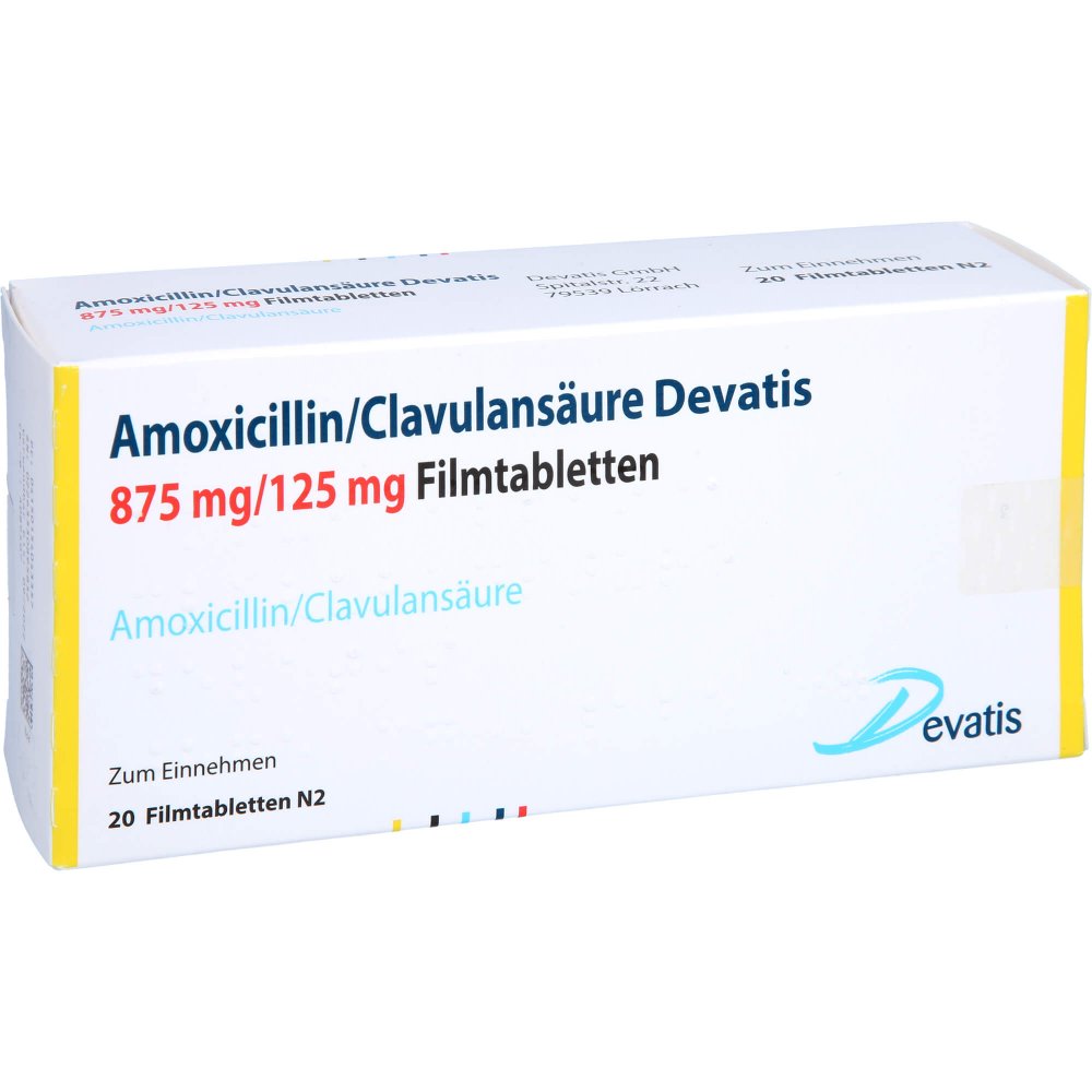 Amoxicillin/Clavulansäure Devatis 875mg/125mg Fta (20 stk)