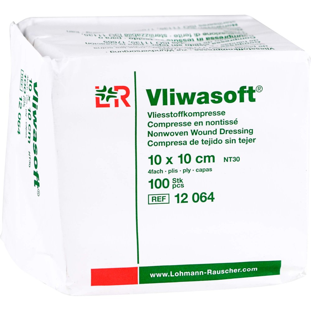 Das Produktfoto zeigt Vliwasoft Vlieskompressen Unsteril 10x10 Cm 4l. (100 stk) PZN 15431527