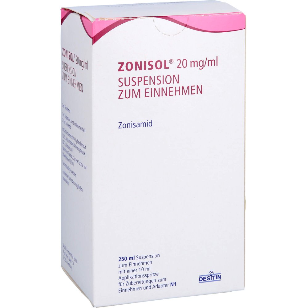 Das Produktfoto zeigt Zonisol 20 Mg/Ml Suspension Zum Einnehmen (250 ml) PZN 15432171