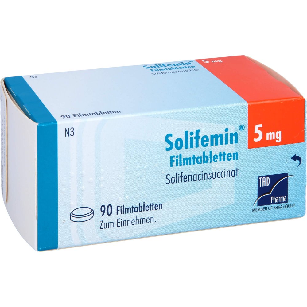 Das Produktfoto zeigt Solifemin 5 Mg Filmtabletten (90 stk) PZN 15571369