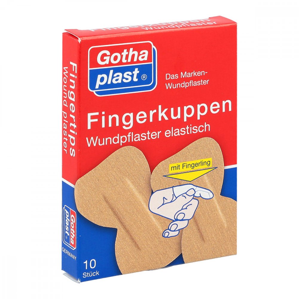 Das Produktfoto zeigt Gothaplast Fingerkuppenwundpfl.Ela.2 Gr.M.Fingerl. (10 stk) PZN 15575686
