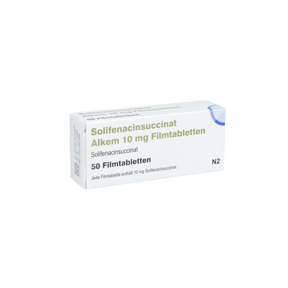 Das Produktfoto zeigt Solifenacinsuccinat Alkem 10 Mg Filmtabletten (50 stk) PZN 15611488