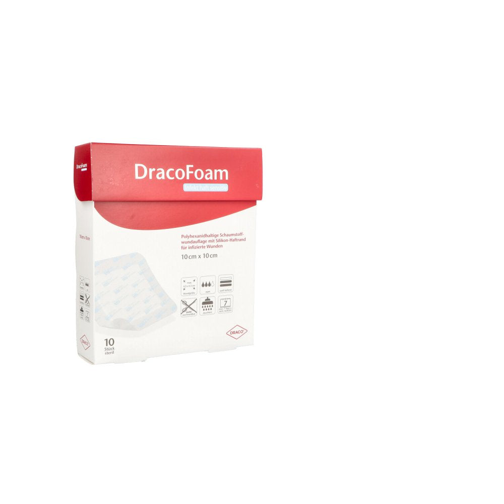 Dracofoam Infekt Haft Sensitiv Wundauf.10x10 Cm (10 stk)