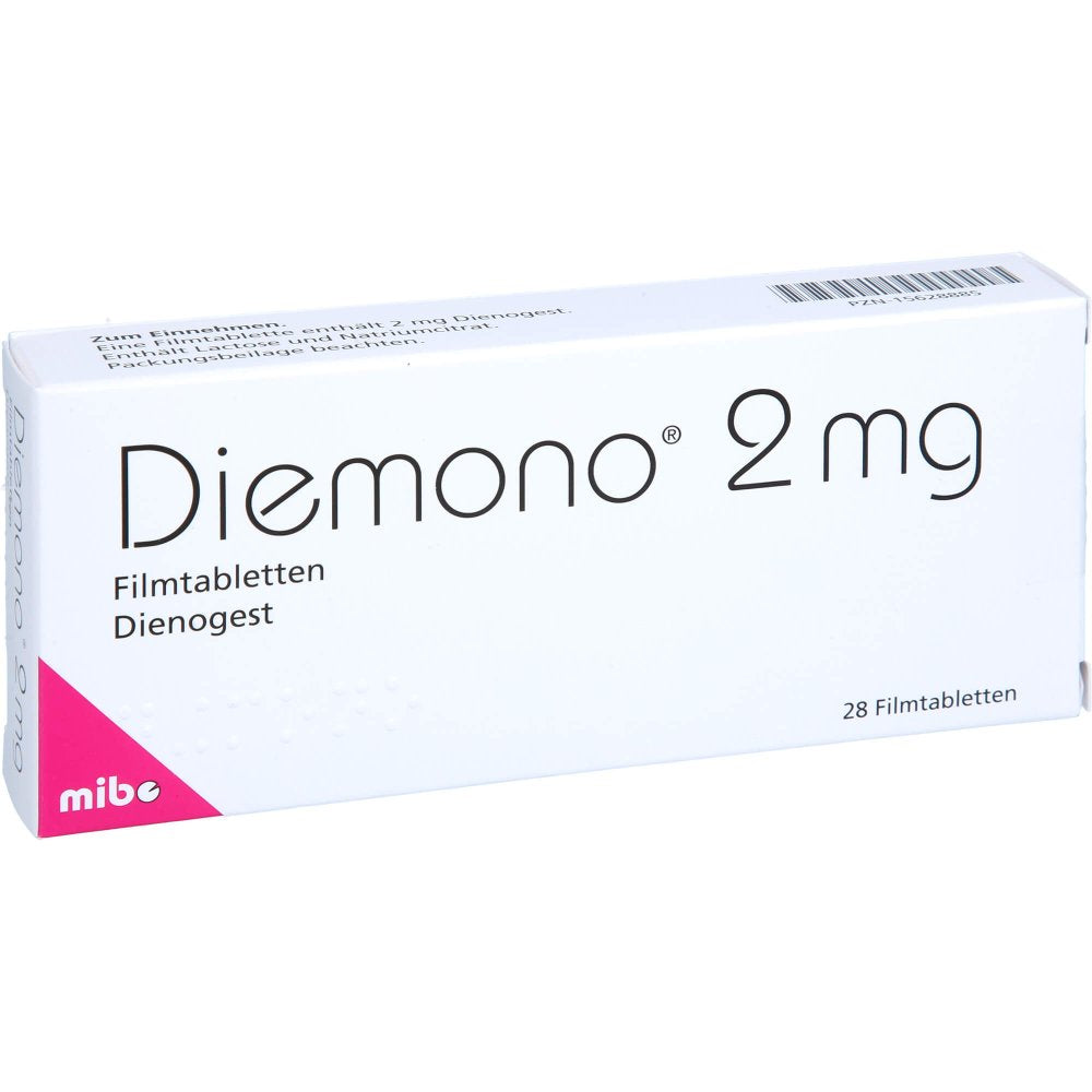 Das Produktfoto zeigt Diemono 2 Mg Filmtabletten (1X28 stk) PZN 15628885